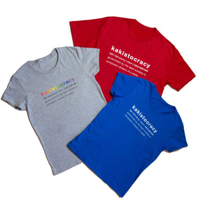 kakistocracy t shirt t-shirt tee in red, blue and grey