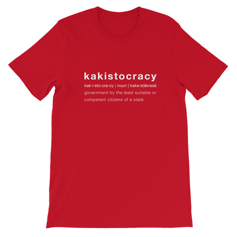 kakistocracy unisex t shirt tee t-shirt red with white text