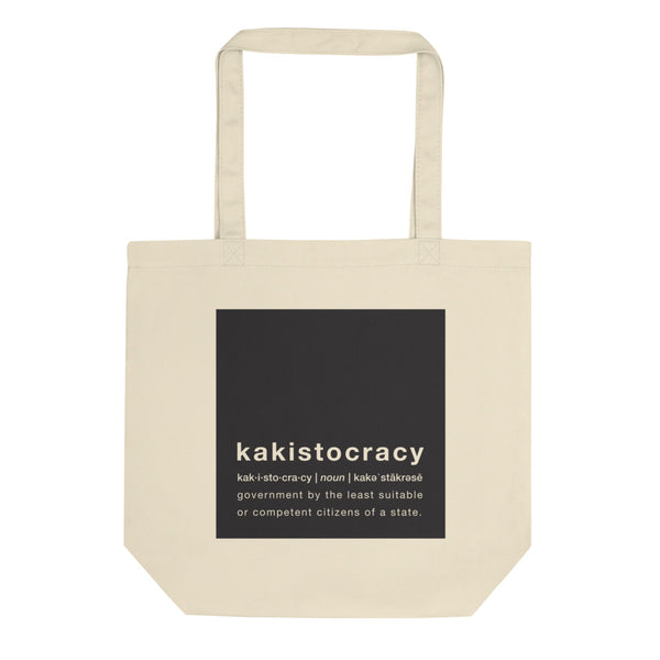 kakistocracy tote bag off white tote with black design